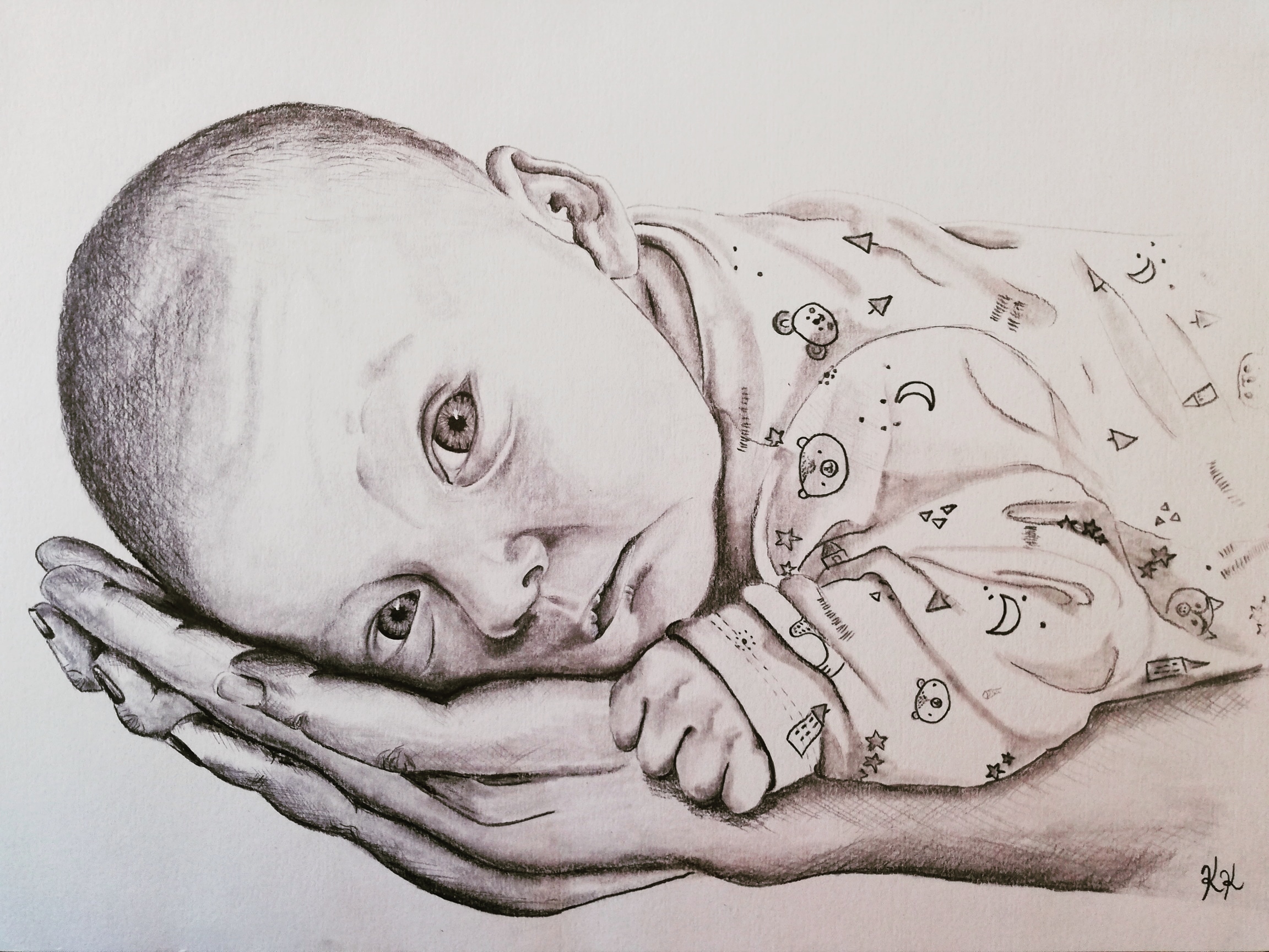 Graphit, Bleistift, Baby, Säugling, Neugeborenes, Zeichnung