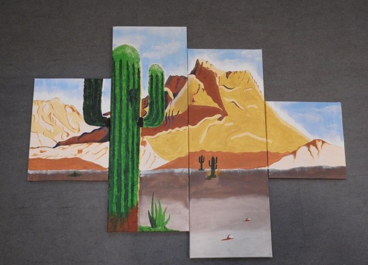 Acryl, Kaktus, Kakteen, Mehrteiler, Landschaft, Mexiko