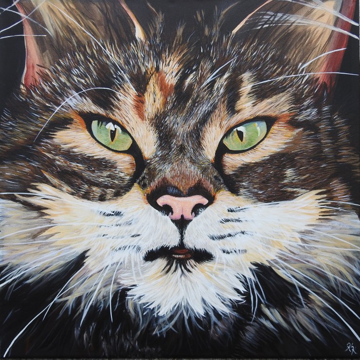 Acryl, Katze, Portrait, Malerei
